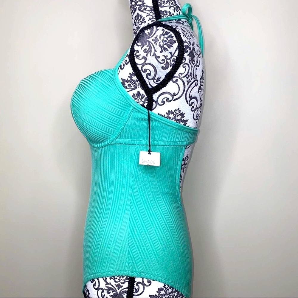 Shade and Shore Green Seafoam 1 pc Halter Bikini Bathing Suit 34B* - Picture 2 of 5